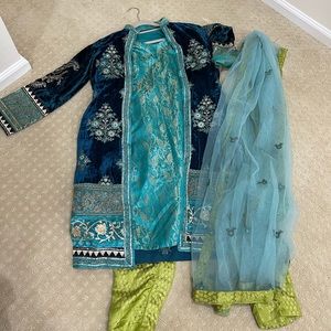 Maria b inspired suit Salwar kameez set four piece velvet fits size 2